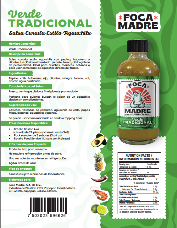 Salsa Verde Aguachile Tradicional Foca Madre