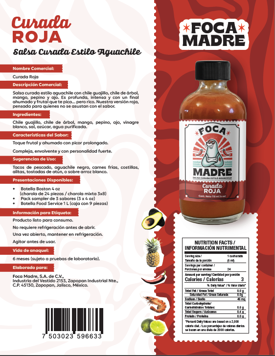 Salsa Roja Curada tipo Aguachile Foca Madre