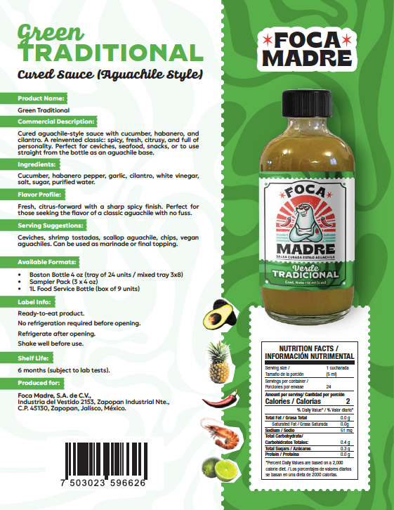 Salsa Verde Aguachile Tradicional Foca Madre