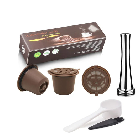 Reusable Coffee Capsule for Nespresso Machine with Stainless Filter Mesh icafilas Refill Espresso Pod Kitchen Tamper Accessories